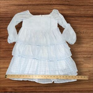 Madden NYC Girls Blue Gingham Tiered Long Sleeve Dress NWT Size 3X